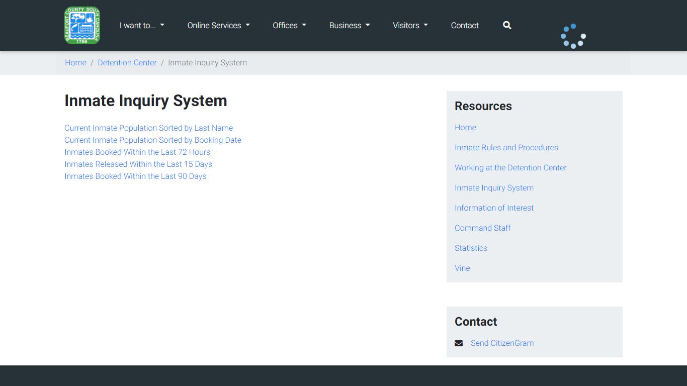 Inmate Inquiry System - Beaufort County, SC