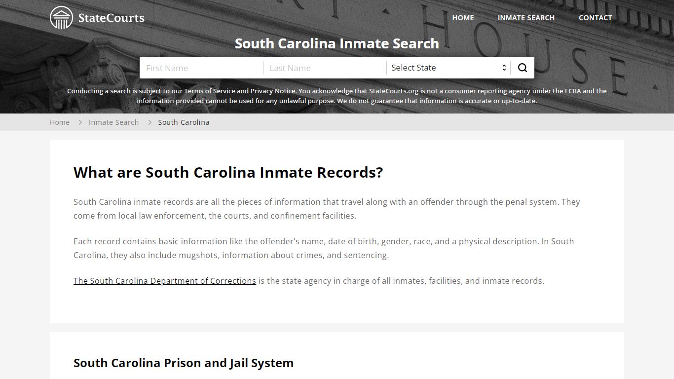 South Carolina Inmate Search, Prison and Jail Information ...